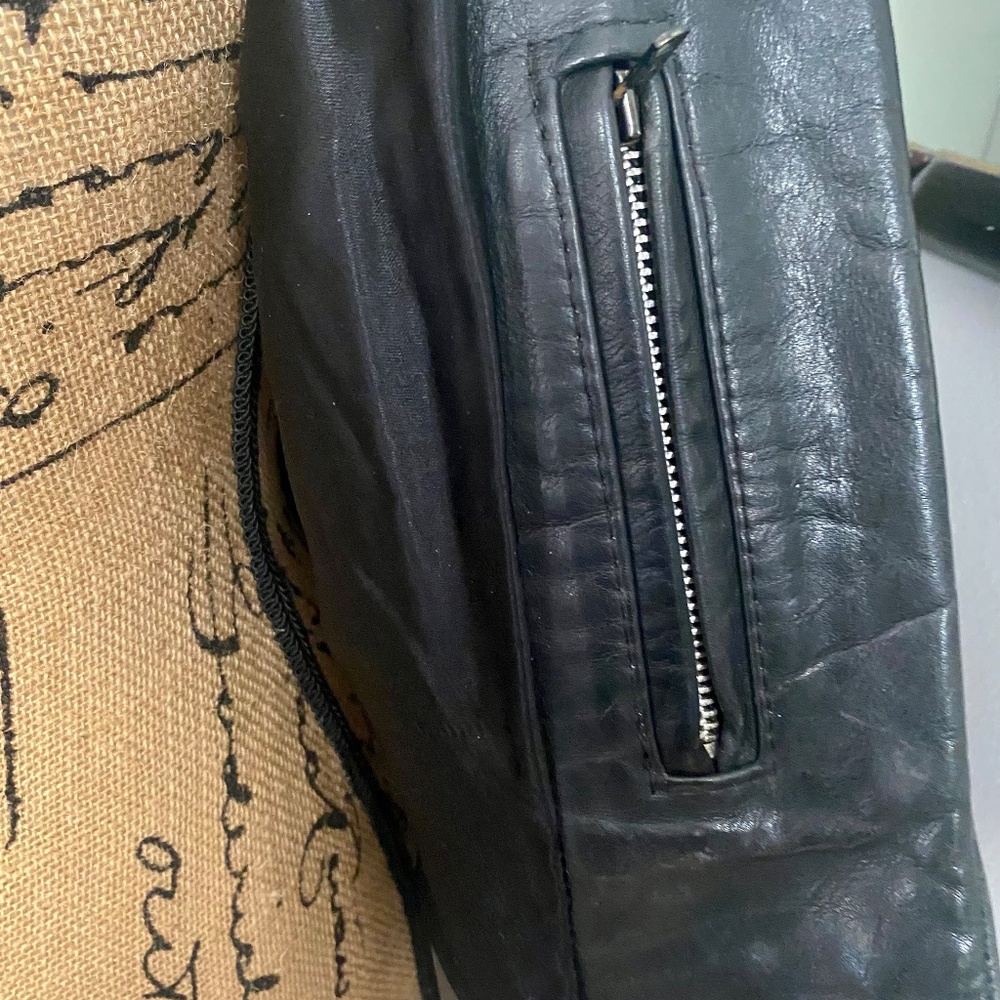 Gypsy Leather Motorcycle Jacket. Black,  Plum Suede Trim. Fringe, Studs.  12 - Picture 13 of 16